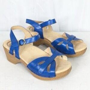 Dansko Season Blue Slingback Sandals with Front Velcro Strap Size 40